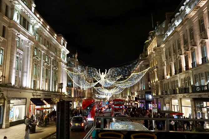 Christmas Lights Open-Top Bus Tour - Waterloo Bridge and the nighttime skyline