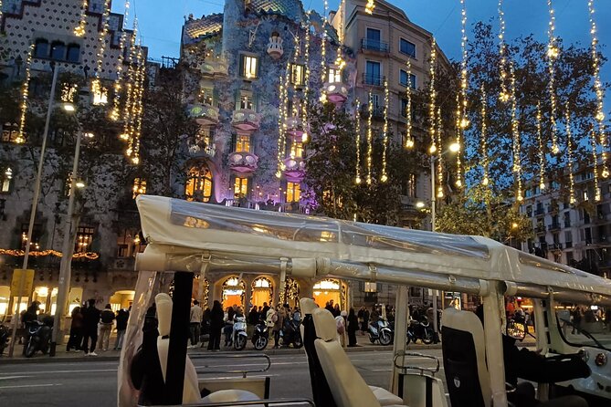 Christmas Lights Tour of Barcelona in Private Eco Tuk Tuk - The route begins around Passeig de Sant Joan