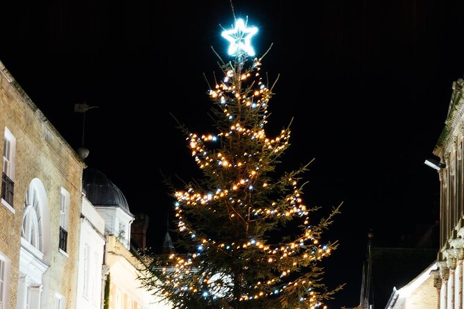 Christmas Mulled Wine Walk of Winchester - A Victorian building lit for the season