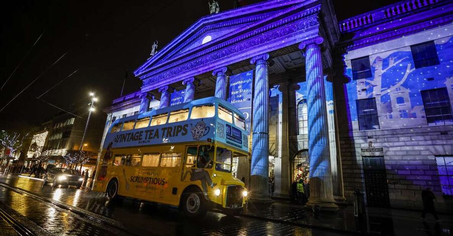 Dublin: Christmas Lights Festive Bus Tour with Afternoon Tea - Boarding the 1960s vintage double-decker