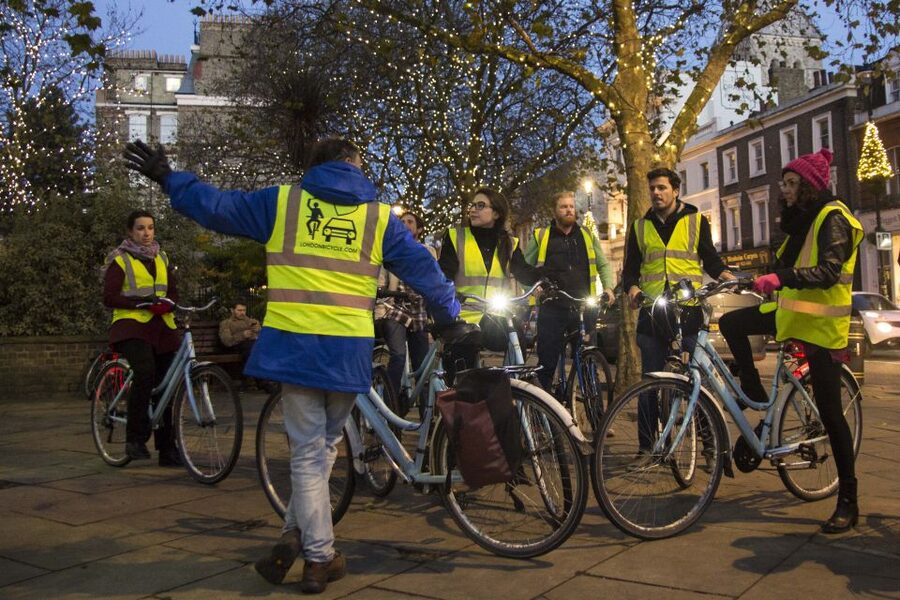 London Christmas Lights Bike Tour - Big Ben and the Houses of Parliament after dark