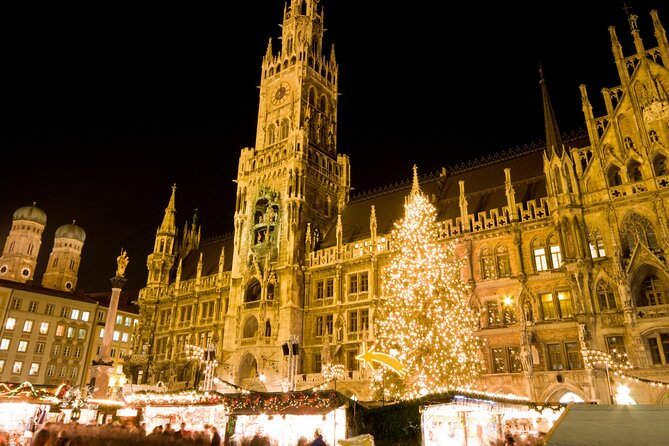 Munich Christmas Market Hopping Guided Tour - Viktualienmarkt: Christmas lights around Munich’s food market