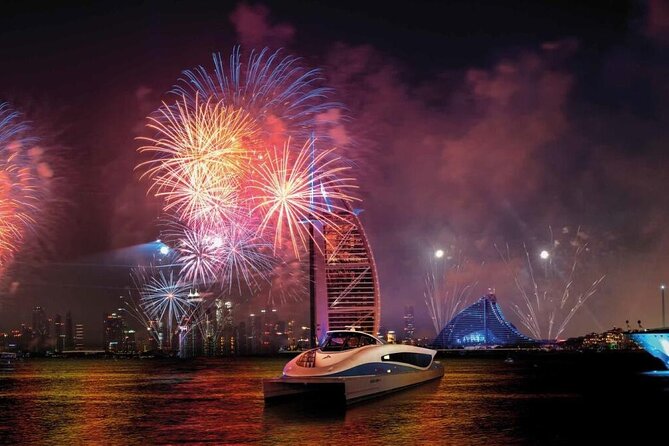 New Year Cruise with Burj Al-Arab Fireworks View - Tanura, Belly Dance, and Magic on the Same Boat