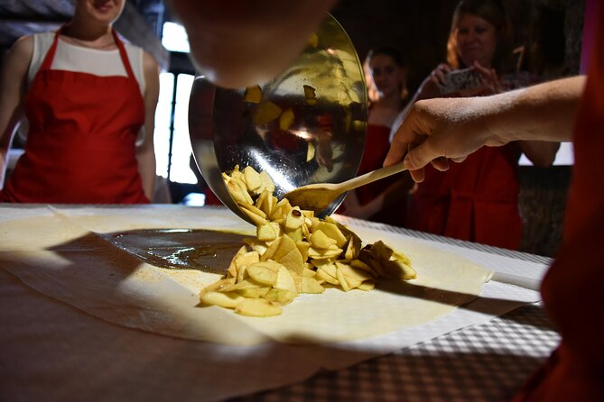 Salzburg Christmas Cookies and Apple Strudel Cooking Lesson - Stretching pastry for an original apple strudel