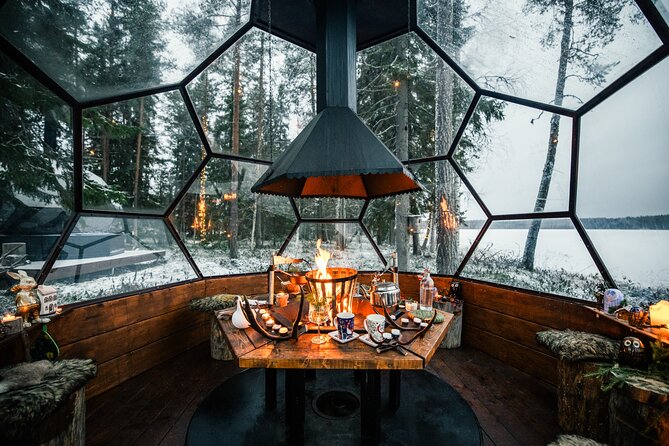 Santa Village Tour+Lapland Cuisine In Glass Igloo+Snow Scooters - Into the forest for lunch by the fire