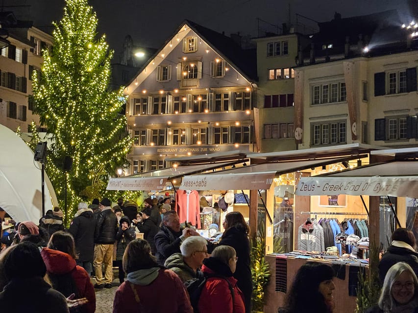 Zurich Christmas Market Tour - Grossmünster, market stalls, and a fondue chalet